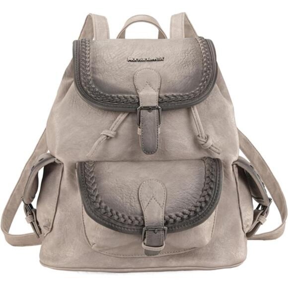 Backpack Purse for Women Washed Leather-grey